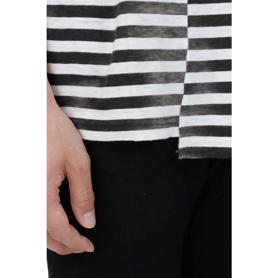 【P5倍 / SALE】Hazy Border Uneven Loose T-SH / 07 WHT (2306-6001) Minedenim(マインデニム) | MINEDENIM | 05