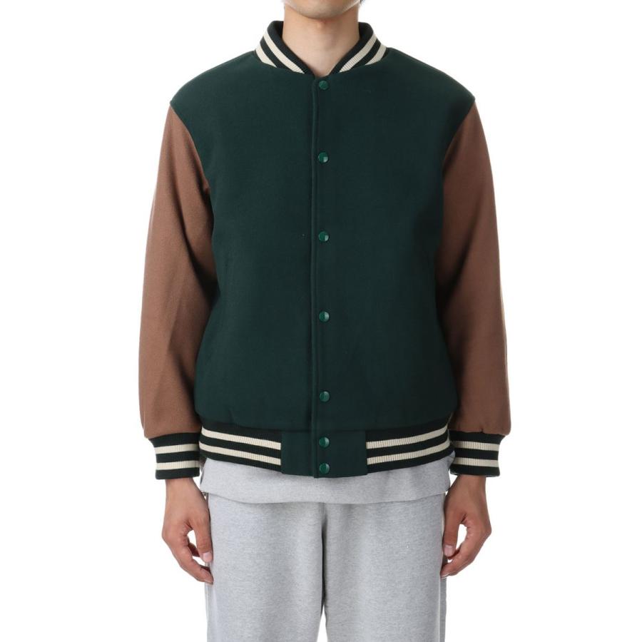 【P5倍 / SALE】Light Varsity Jacket - Green x Beige (SK23101) SKOOKUM(スクーカム) | 