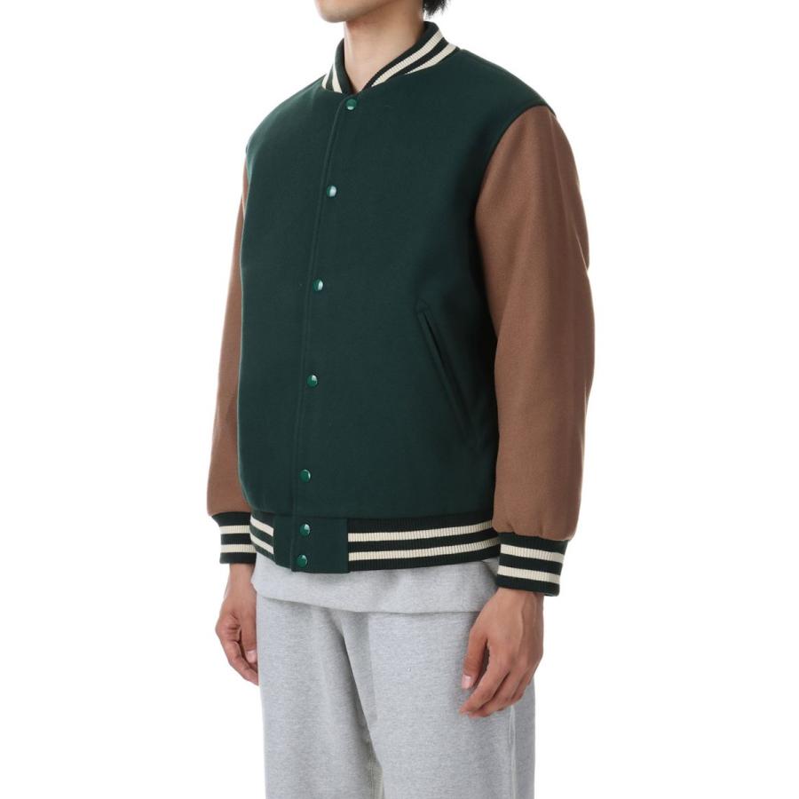 【P5倍 / SALE】Light Varsity Jacket - Green x Beige (SK23101) SKOOKUM(スクーカム) |  | 01
