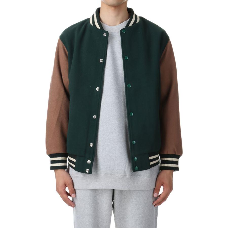 【P5倍 / SALE】Light Varsity Jacket - Green x Beige (SK23101) SKOOKUM(スクーカム) |  | 03
