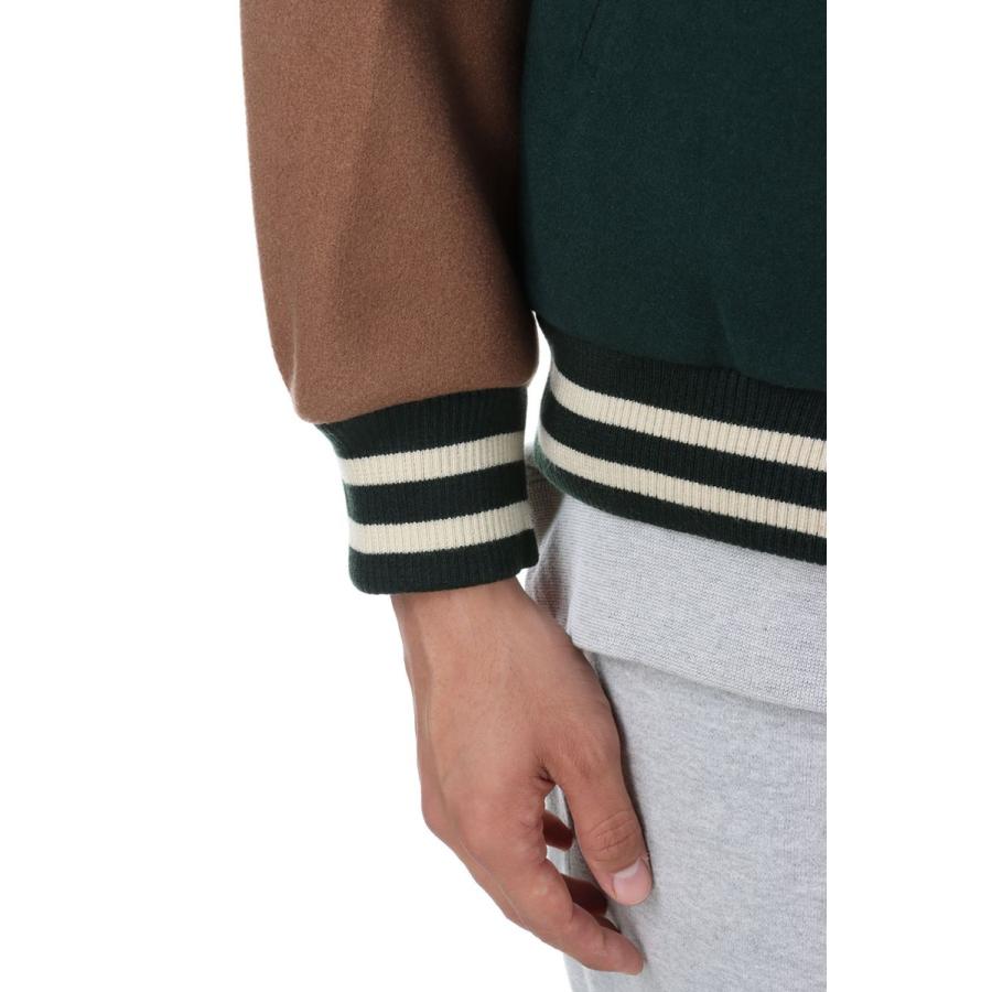 SALE / 30%OFF】Light Varsity Jacket - Green x Beige (SK23101 SALE / 30%OFF】Light Varsity Jacket - Green x Beige (SK23101