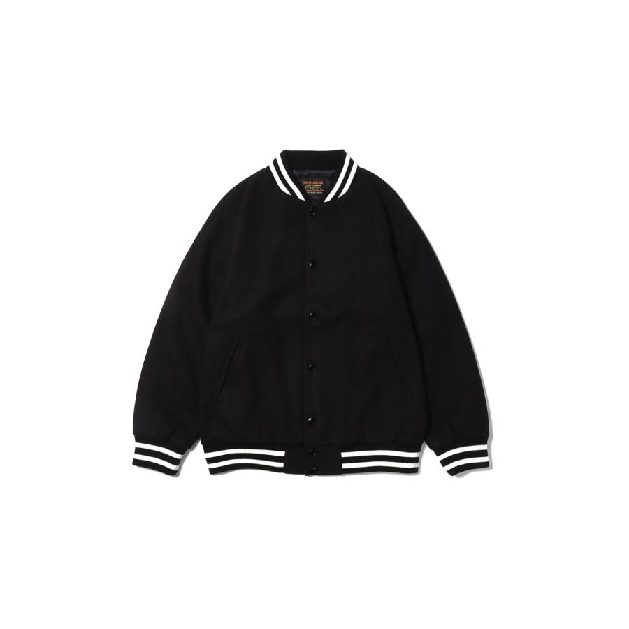 P5倍 / SALE】Light Varsity Jacket - Black x (SK23101) SKOOKUM