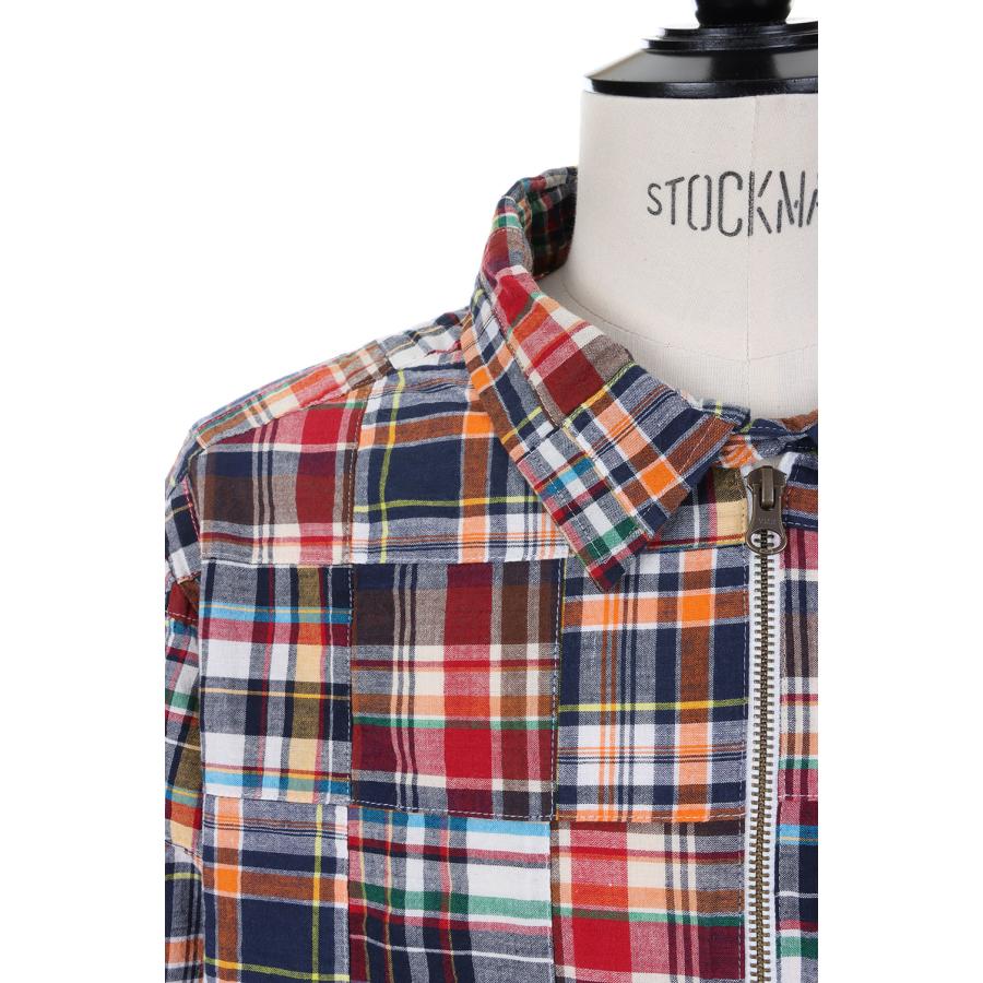 【P5倍 / SALE】Madras Patchwork Zip Up Shirt Jacket/Red(2310211) Applebum(アップルバム) | APPLEBUM | 03
