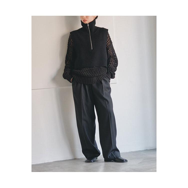 【SALE】TODAYFUL トゥデイフル Halfzip Knit Vest -BLACK (12320509) | TODAYFUL | 12