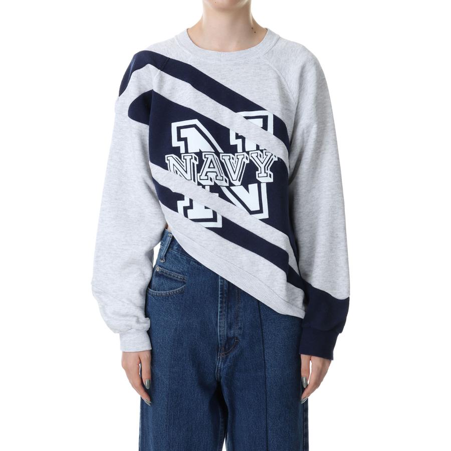【P5倍 / SALE】circa make cheerleader cutback sweat top-GRAY / NAVY-2(cc23aw-02) 77circa -Women-(ナナナナサーカ) | 77circa