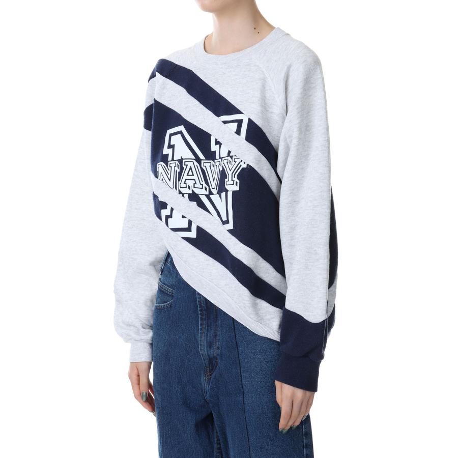 【P5倍 / SALE】circa make cheerleader cutback sweat top-GRAY / NAVY-2(cc23aw-02) 77circa -Women-(ナナナナサーカ) | 77circa | 01