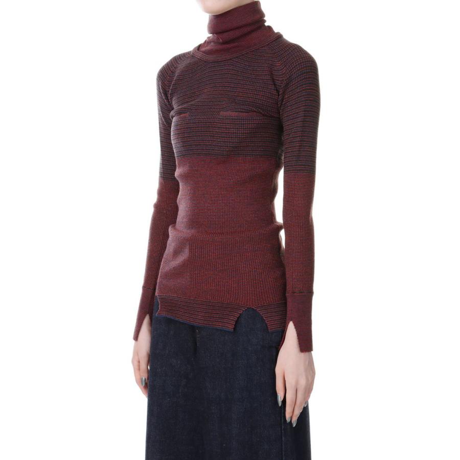 【P5倍 / SALE】Border Lame Turtleneck Rib-RED(23AW-8-N) Jun Mikami(ジュンミカミ) | JUN MIKAMI | 01