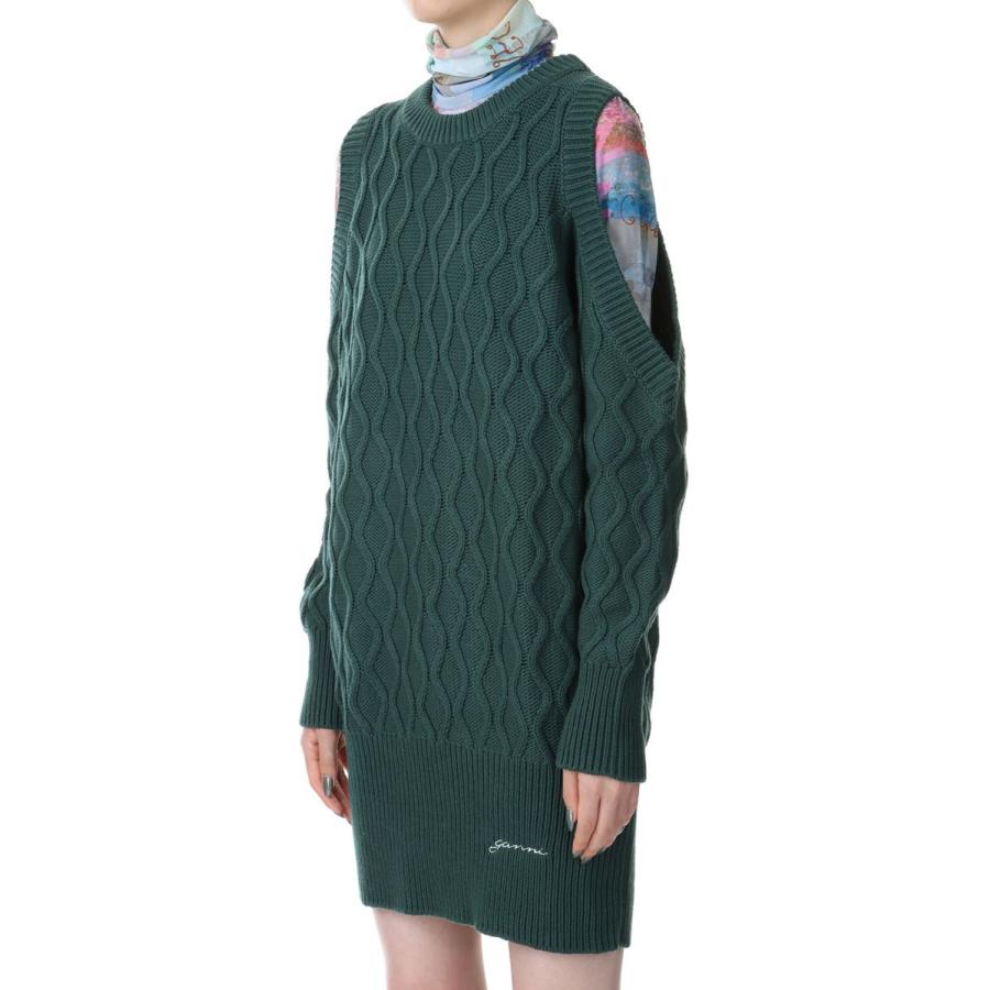 Cotton Cable Open Shoulder Pullover-Trekking Green(K1921) GANNI(ガニー) | GANNI | 01