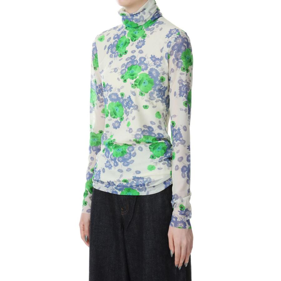Printed Mesh Long Sleeve Rollneck-Egret(T3496) GANNI(ガニー) | GANNI | 02