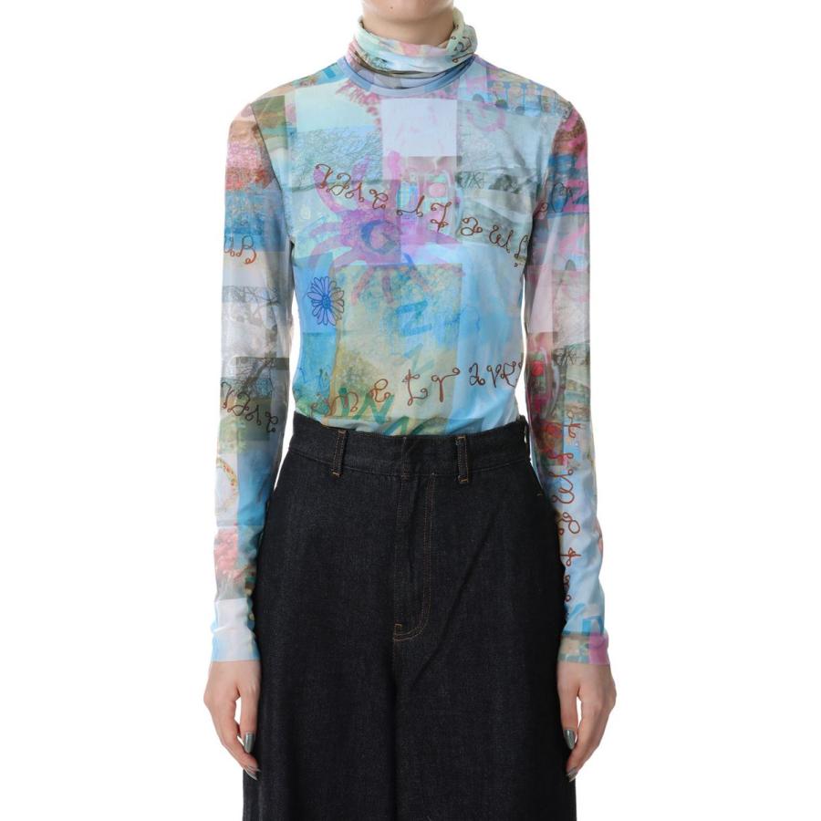 Printed Mesh Long Sleeve Rollneck-Wild Orchid(T3594) GANNI(ガニー) | GANNI