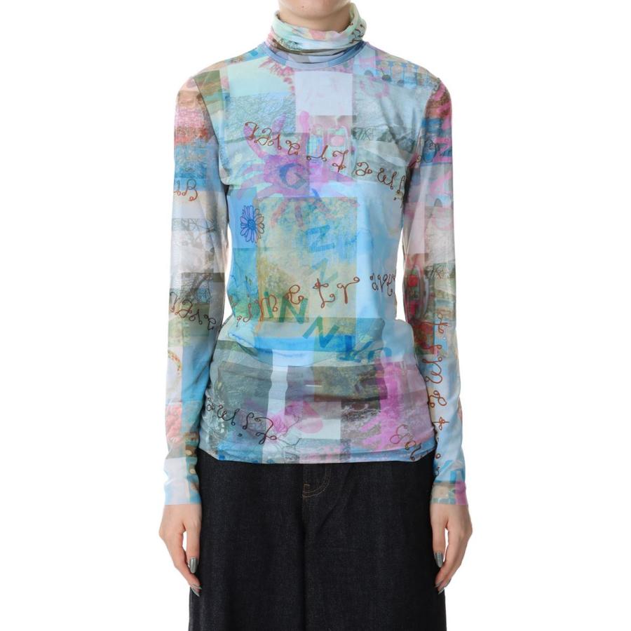Printed Mesh Long Sleeve Rollneck-Wild Orchid(T3594) GANNI(ガニー) | GANNI | 01