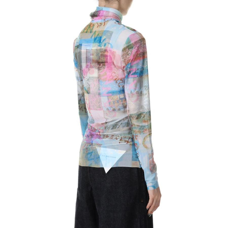 Printed Mesh Long Sleeve Rollneck-Wild Orchid(T3594) GANNI(ガニー) | GANNI | 03