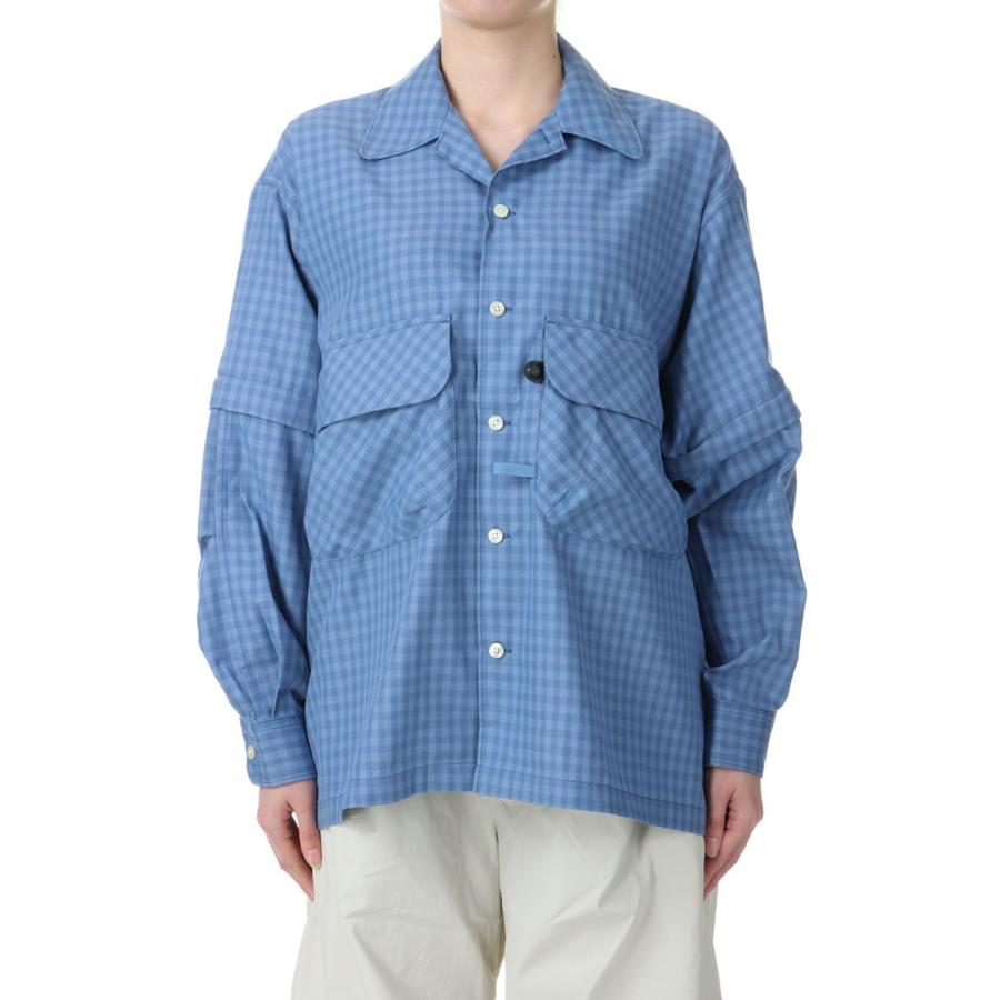 W’s TECH SPORTS OPEN COLLAR SHIRT L/S MINI PLAIDS-D.BLUE CHECK(BE-90024L) DAIWA PIER39 -Women-(ダイワ ピア 39) | DAIWA PIER39