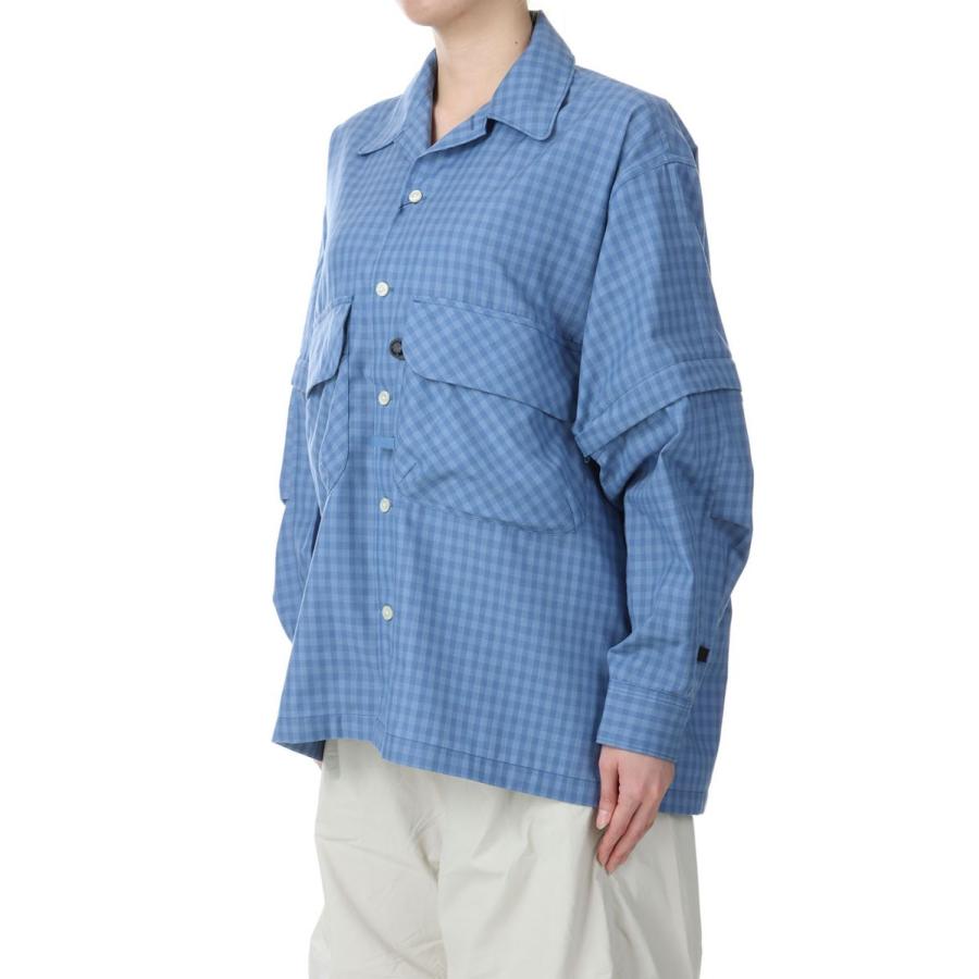 W’s TECH SPORTS OPEN COLLAR SHIRT L/S MINI PLAIDS-D.BLUE CHECK(BE-90024L) DAIWA PIER39 -Women-(ダイワ ピア 39) | DAIWA PIER39 | 01