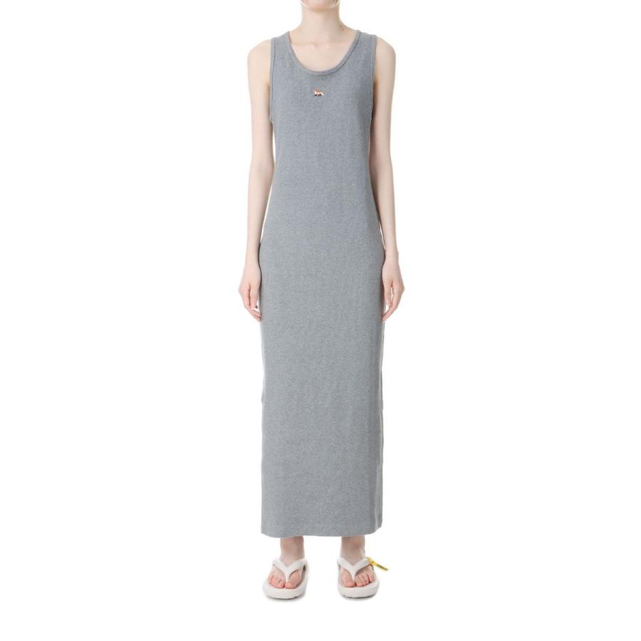BABY FOX RIBBED TANK DRESS - MEDIUM GREY MELANGE(MW01602KJ0125) Maison Kitsune -Women-(メゾンキツネ) | 