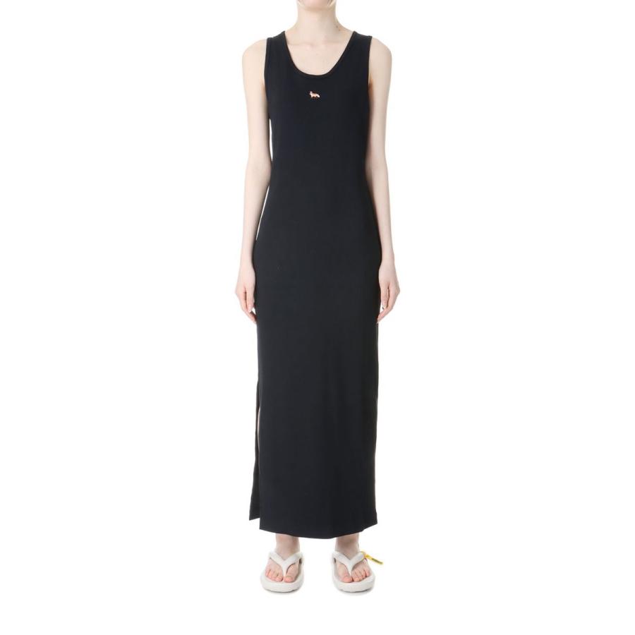 BABY FOX RIBBED TANK DRESS - BLACK(MW01602KJ0125) Maison Kitsune -Women-(メゾンキツネ) | 