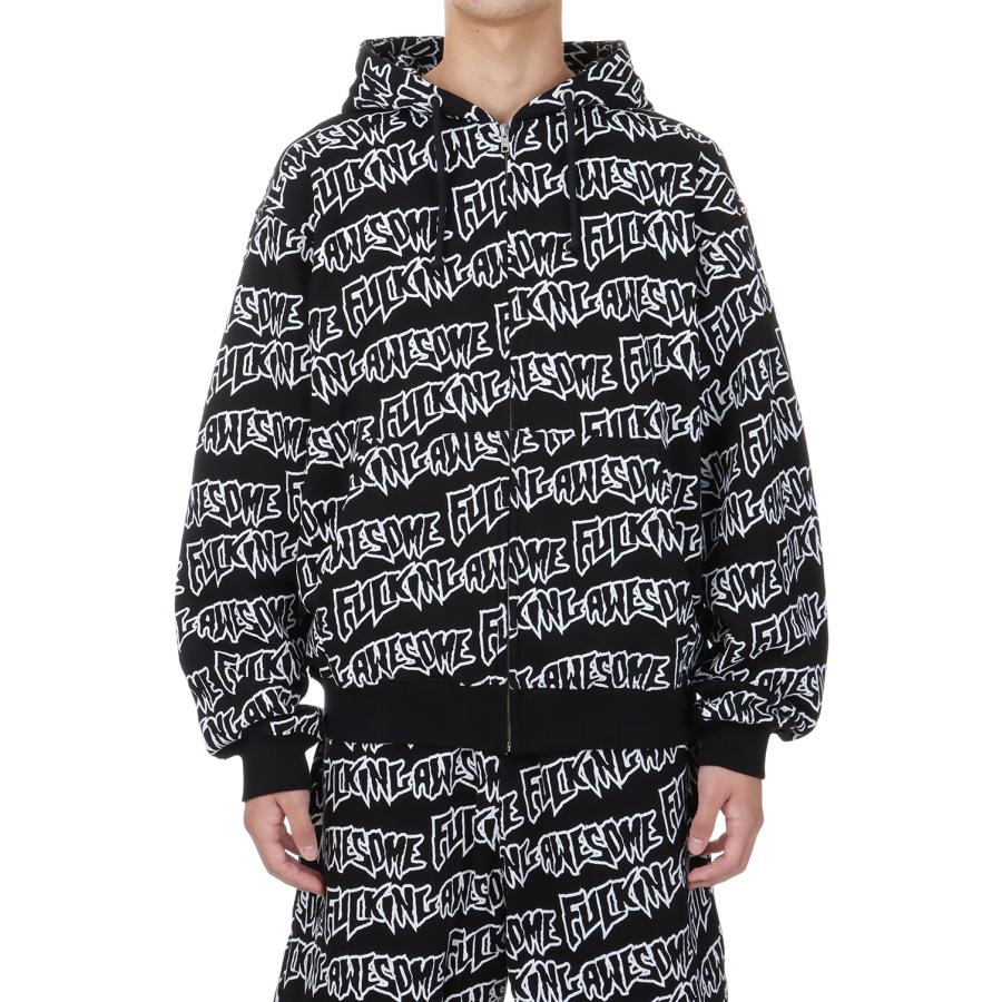 【P5倍 / SALE】AOP Stamp Zipped Hoodie / Black-White Fucking Awesome(ファッキンオーサム) | 