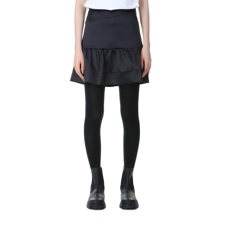 【P5倍 / SALE】Double Satin Flounce Mini Skirt-BLACK(F8587) GANNI(ガニー) | GANNI | 01