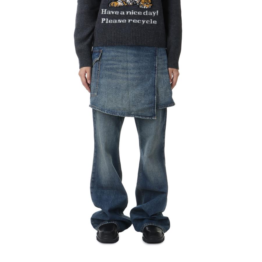 【P5倍 / SALE】Heavy Washed Denim Flared Skirt Jeans -Mid Blue Vintage (#J1562) GANNI(ガニー) | GANNI