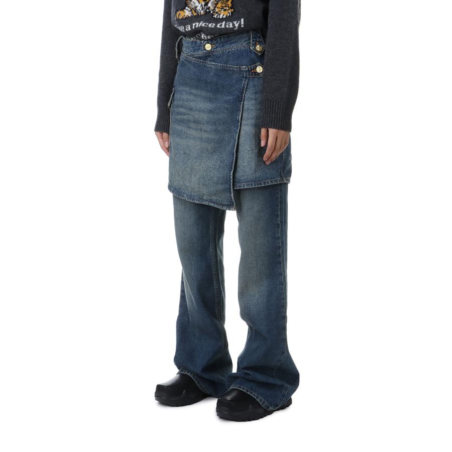 【P5倍 / SALE】Heavy Washed Denim Flared Skirt Jeans -Mid Blue Vintage (#J1562) GANNI(ガニー) | GANNI | 02