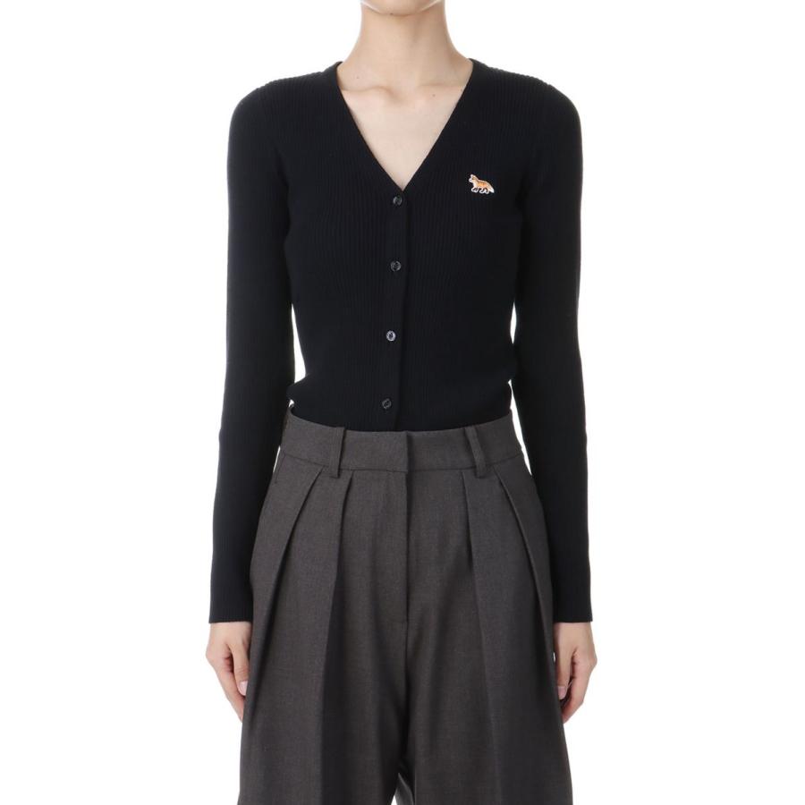 【SALE】BABY FOX PATCH FINE RIBBED CARDIGAN - BLACK(NW00507KT1091) Maison Kitsune -Women-(メゾンキツネ) | 