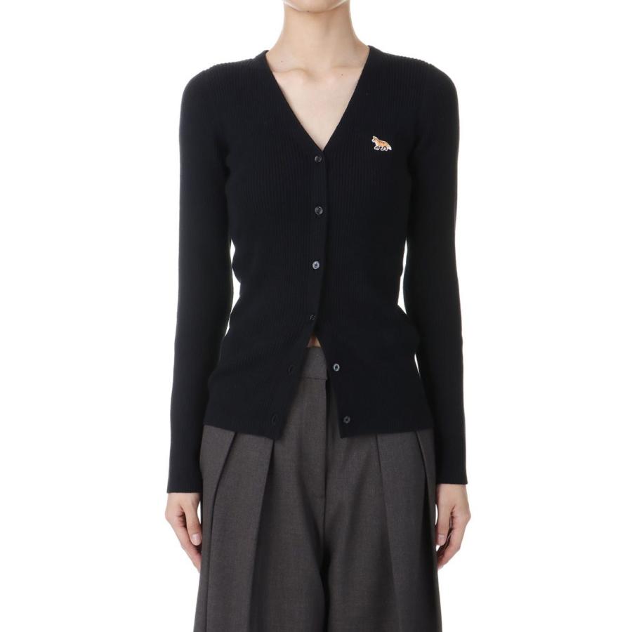 【SALE】BABY FOX PATCH FINE RIBBED CARDIGAN - BLACK(NW00507KT1091) Maison Kitsune -Women-(メゾンキツネ) |  | 01