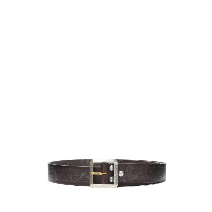 UK BRIDLE LEATHER NARROW GARRISON BELT / DARK BROWN (ACV