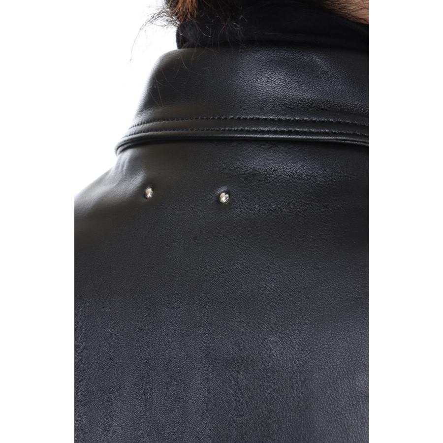 MINEDENIM 【SALE / 20%OFF】Sheep Leather Zipup Rib JKT BLK