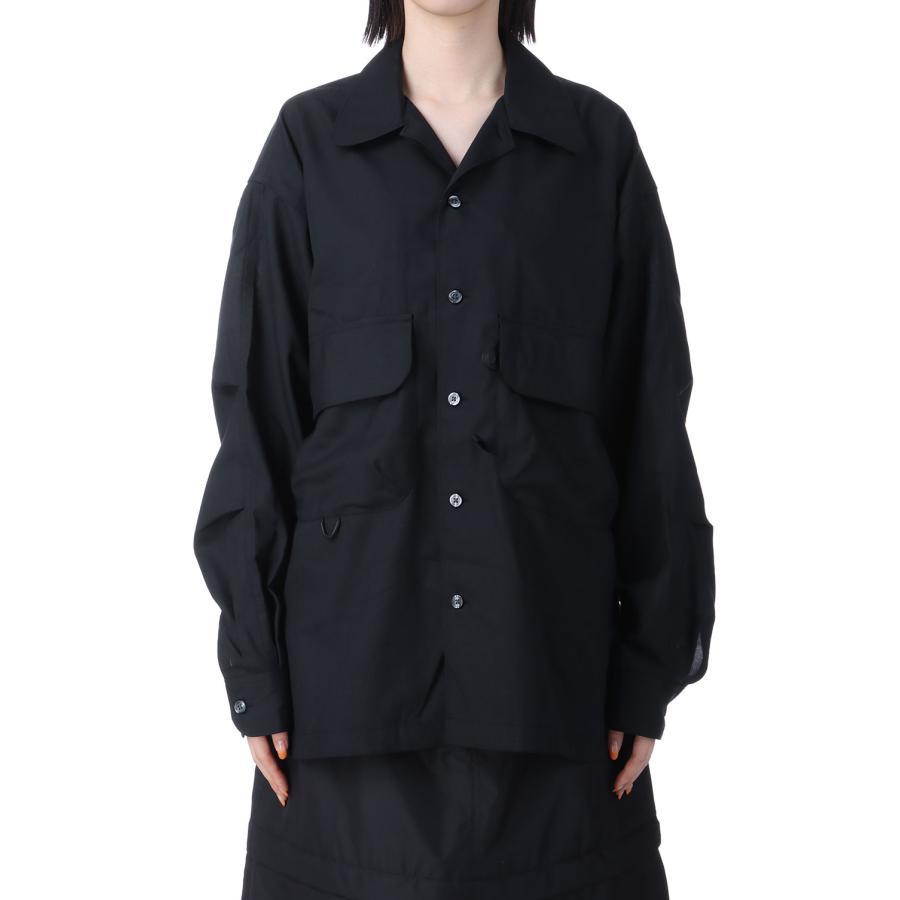 25aw T.T Open Collar Shirt 黒 15 新品未使用 P5倍】W's TECH SPORTS OPEN COLLAR SHIRT L/S - BLACK (BE-82025L