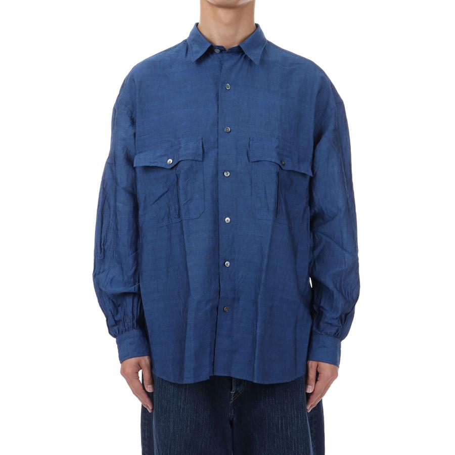 【P5倍】ROLL UP LINEN COTTON SHIRT (CANCLINI) / NAVY (PC-016-2765) Porter Classic(ポータークラシック) | 