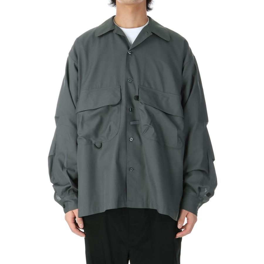 DAIWA PIER39 TECH SPORTS OPEN COLLAR SHIRT L/S - CHARCOAL DAIWA PIER39 TECH SPORTS OPEN COLLAR SHIRT L/S - CHARCOAL