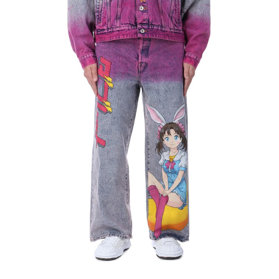 清純のタリスマン  ダブルレインボー doublet ANIME HAND-PAINTING DENIM PANTS - PINK (25SS06PT296