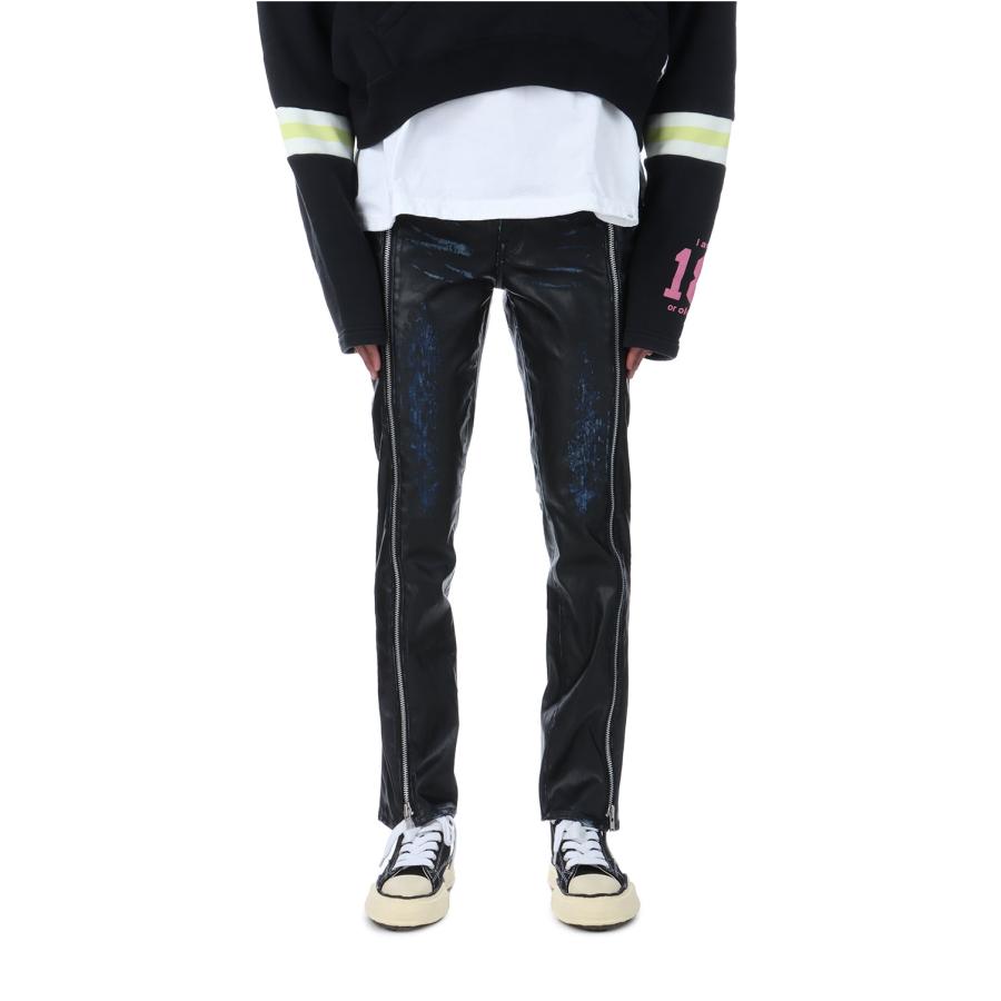P5倍 / SALE】LEATHER COATING DENIM ZIP PANTS - BLACK (25SS13PT302