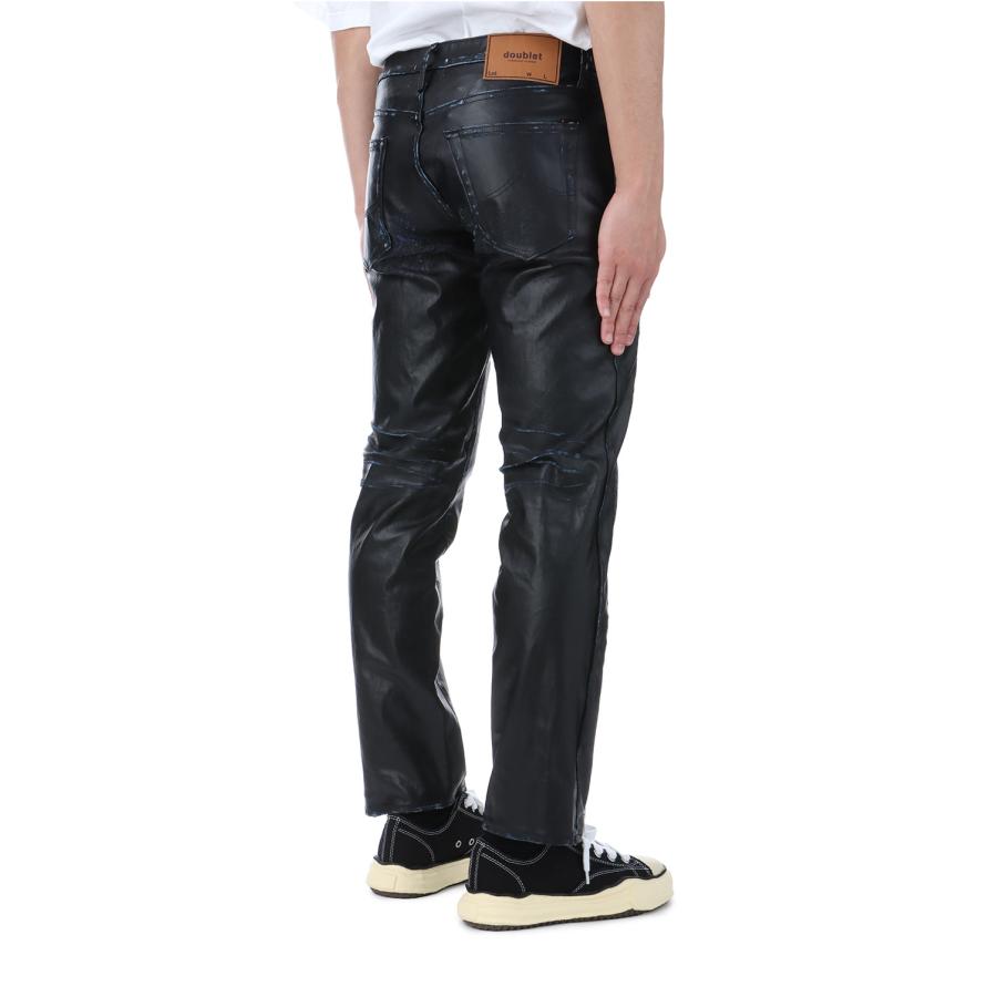 P5倍 / SALE】LEATHER COATING DENIM ZIP PANTS - BLACK (25SS13PT302