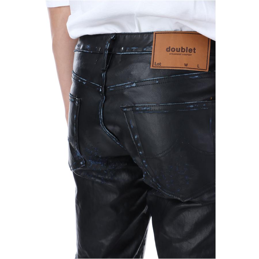 P5倍 / SALE】LEATHER COATING DENIM ZIP PANTS - BLACK (25SS13PT302