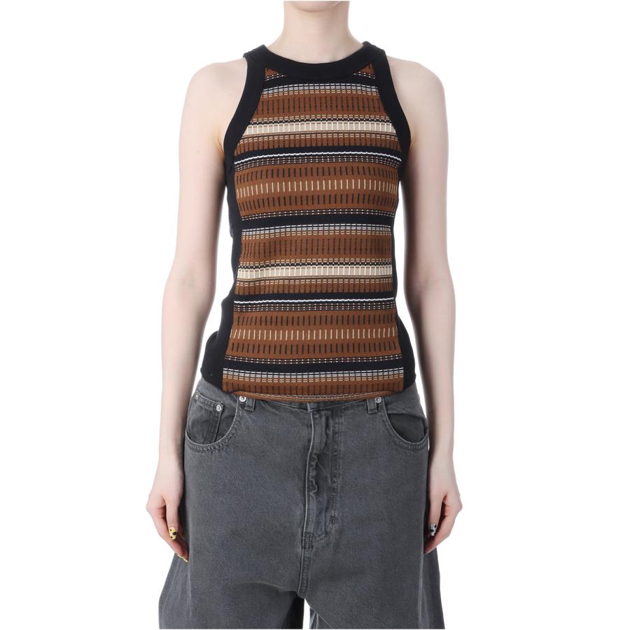 【SALE】Jacquard Border Tanktop -BROWN(12510614) Todayful(トゥデイフル) | TODAYFUL