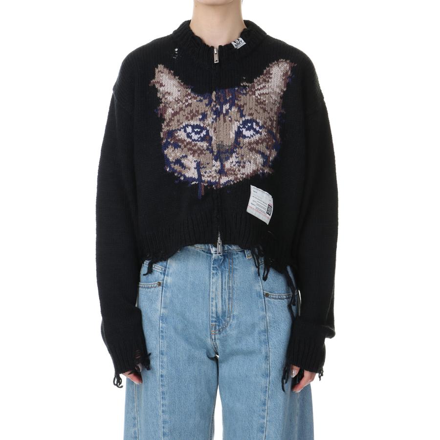 CAT INTARSIA ZIP CD-BLACK(B13CD532) MIHARA YASUHIRO -Women(ミハラ ヤスヒロ) | MAISON MIHARA YASUHIRO