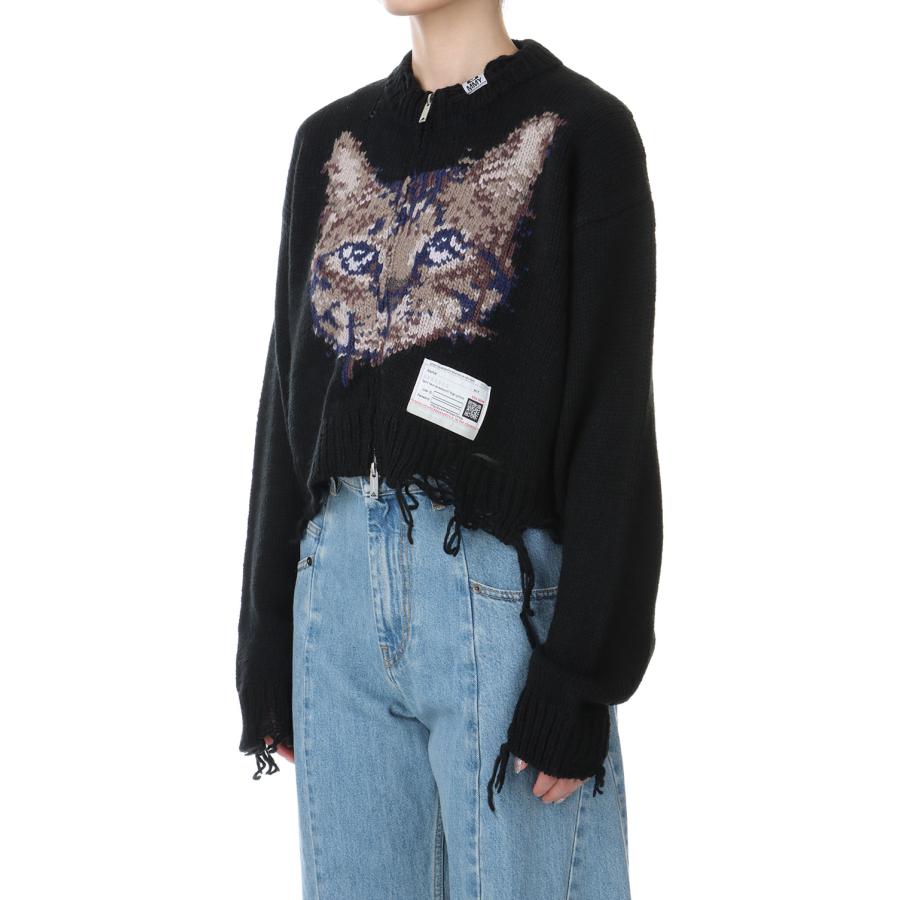 CAT INTARSIA ZIP CD-BLACK(B13CD532) MIHARA YASUHIRO -Women(ミハラ ヤスヒロ) | MAISON MIHARA YASUHIRO | 01