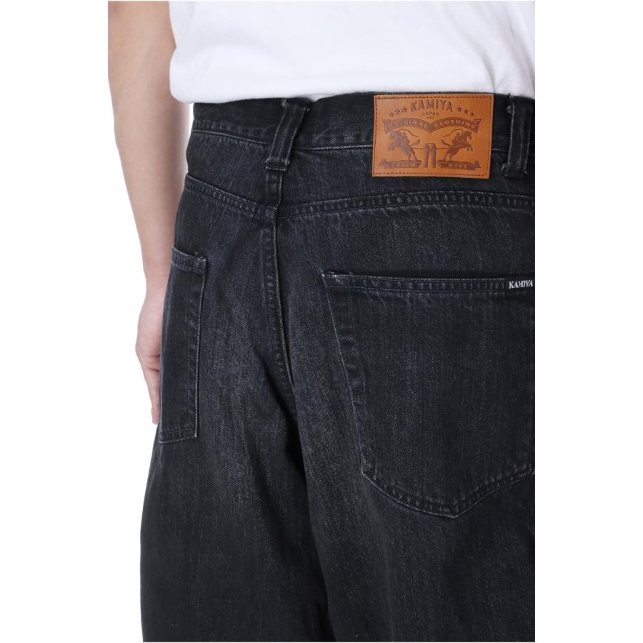 【P5倍】Wire Denim Wide Bermuda Pants - BLACK (G14PT046) KAMIYA(カミヤ) |  | 03