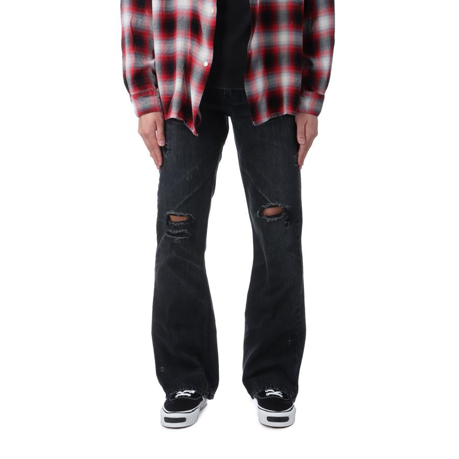 【P5倍】Denim Flare Pants - BLACK (G14PT037) KAMIYA(カミヤ) | 