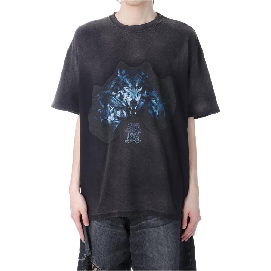 【P5倍】KMY-WOLF Distressed Tee - BLACK (G14TS084) KAMIYA(カミヤ) | 