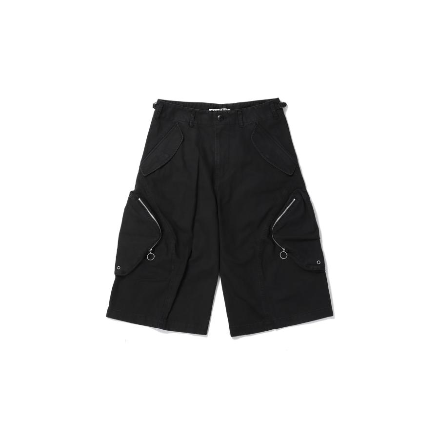 【P5倍 / SALE】3D TWISTED CARGO SHORTS - BLACK (NF251P04) NVRFRGT(ネヴァーフォーゲット) | 
