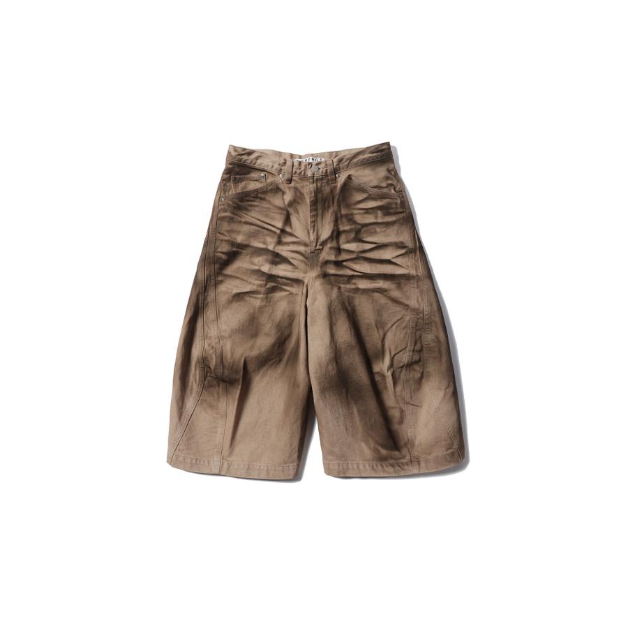 【P5倍 / SALE】3D TWISTED JORTS - CRAZY DIRTY WASHED TAN (NF251P10B) NVRFRGT(ネヴァーフォーゲット) | 