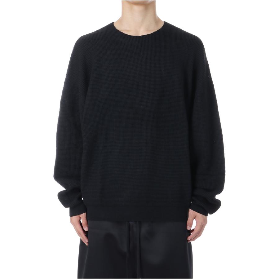 【P2倍】Waffle Long Sleeve Crewneck Sweater / Jet Black (192SP256160F) ESSENTIALS(エッセンシャルズ) | 