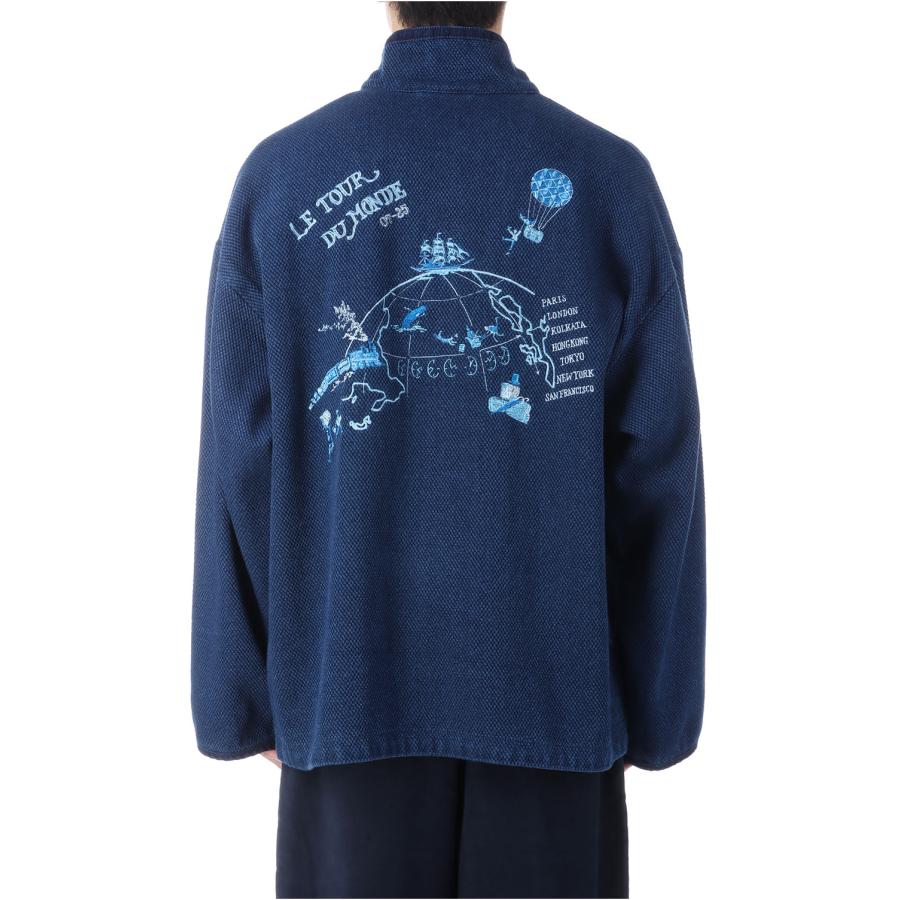 P2倍】PC KENDO ZIP UP JACKET EMBROIDERY (LE TOUR DU MONDE) / BLUE