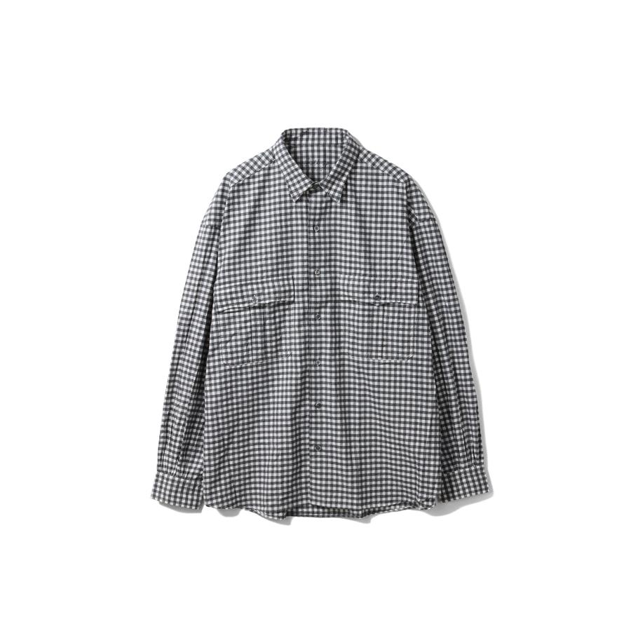 P2倍】ROLL UP FLANNEL GINGHAM CHECK SHIRT / CHARCOAL GRAY (PC-016