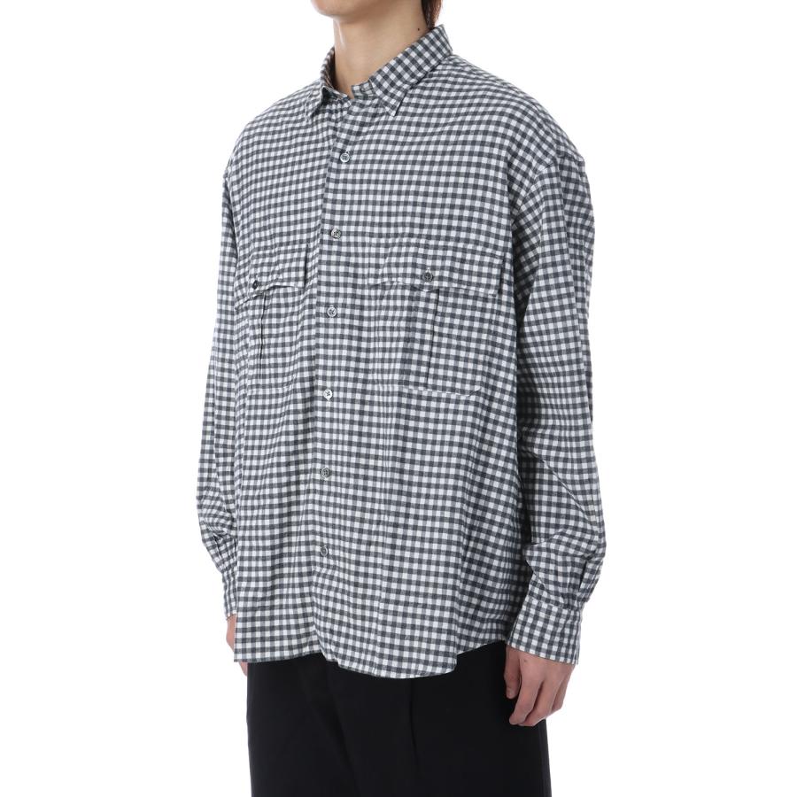 P2倍】ROLL UP FLANNEL GINGHAM CHECK SHIRT / CHARCOAL GRAY (PC-016