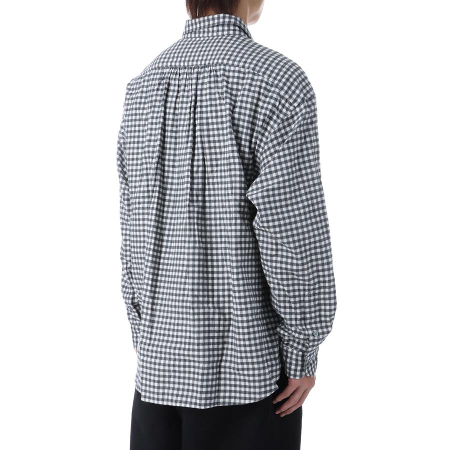 P2倍】ROLL UP FLANNEL GINGHAM CHECK SHIRT / CHARCOAL GRAY (PC-016