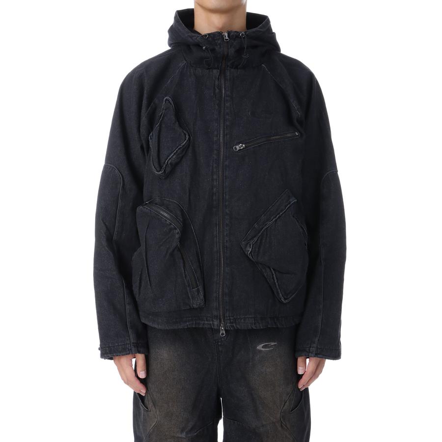 【P2倍】CPG RHOMBUS POCKET FADE DENIM JACKET - BLACK (25AW-CPG-02 / FS1881) F-LAGSTUF-F(フラグスタフ) | 