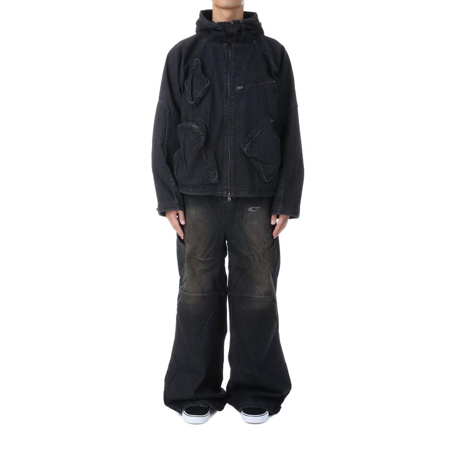 CPG RHOMBUS POCKET FADE DENIM JACKET - BLACK (25AW-CPG-02 / FS1881
